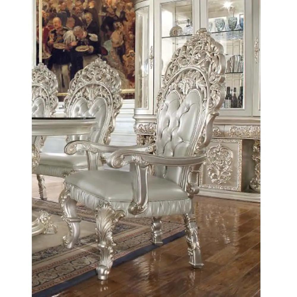 Sandoval - Arm Chair (Set of 2) - Beige Synthetic Leather & Champagne by Unique Piece Furniture