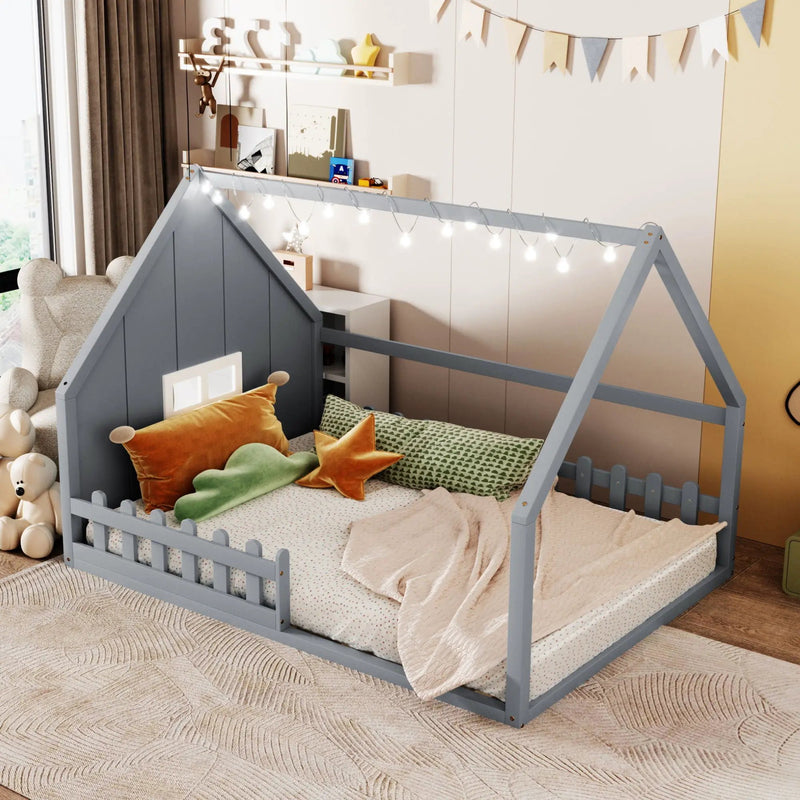 House Bed With Window And Fence by Unique Piece Furniture