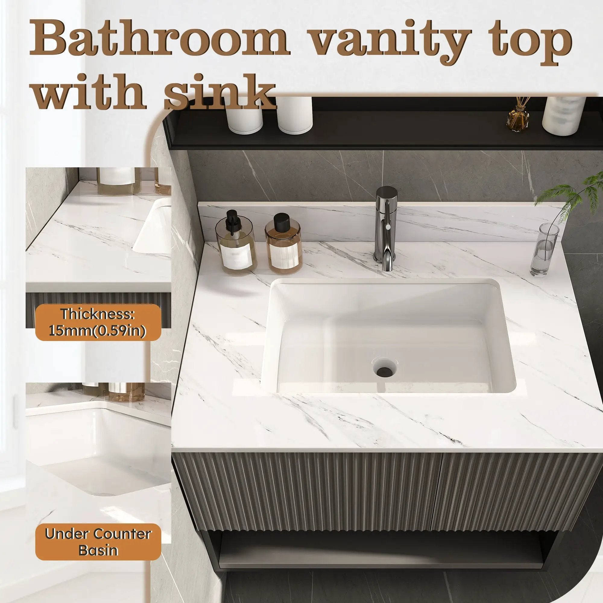 Bianco Carrara Venato Marble Vanity Top With Pre Drilled Faucet Hole And Undermount Sink by HouseOfZazla