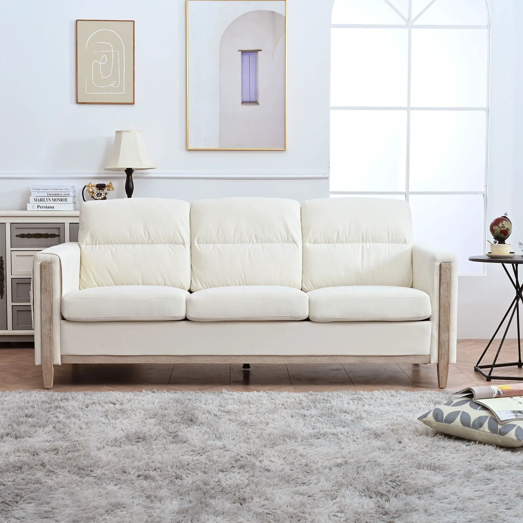 Comfortable Solid Wood Three-Seater Sofa by HouseOfZazla
