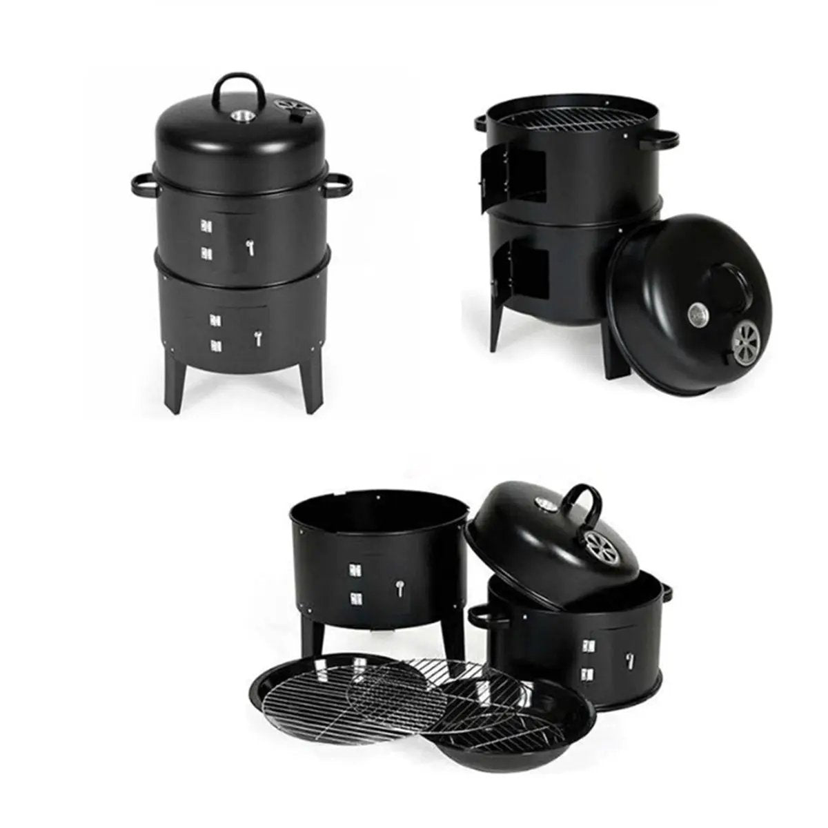 Outdoor Double-Layer Grill Charcoal Wood Fired Braising and Smoking Stove by HouseOfZazla