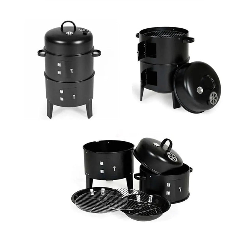 Outdoor Double-Layer Grill Charcoal Wood Fired Braising and Smoking Stove by HouseOfZazla