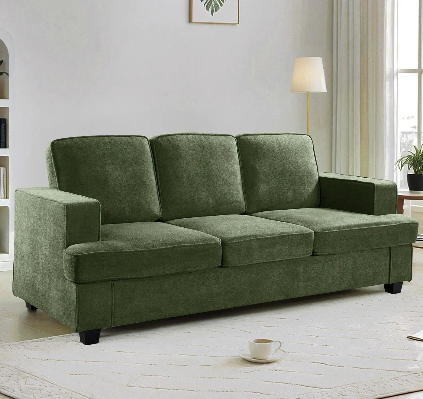 Modern Sofa, Comfortable 3 Seater Couch With Deep Seating, Loose Back Cushions, Wide Arms by Unique Piece Furniture