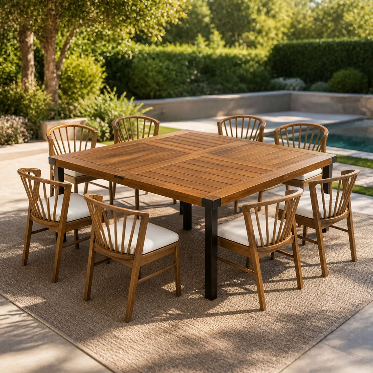 9-Piece Acacia Wood Outdoor Dining Set by HouseOfZazla