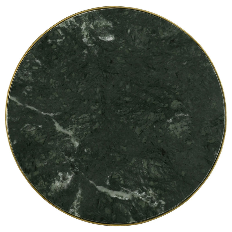 Eliska Round Green Marble Top Accent Side Table Antique Gold by Unique Piece Furniture