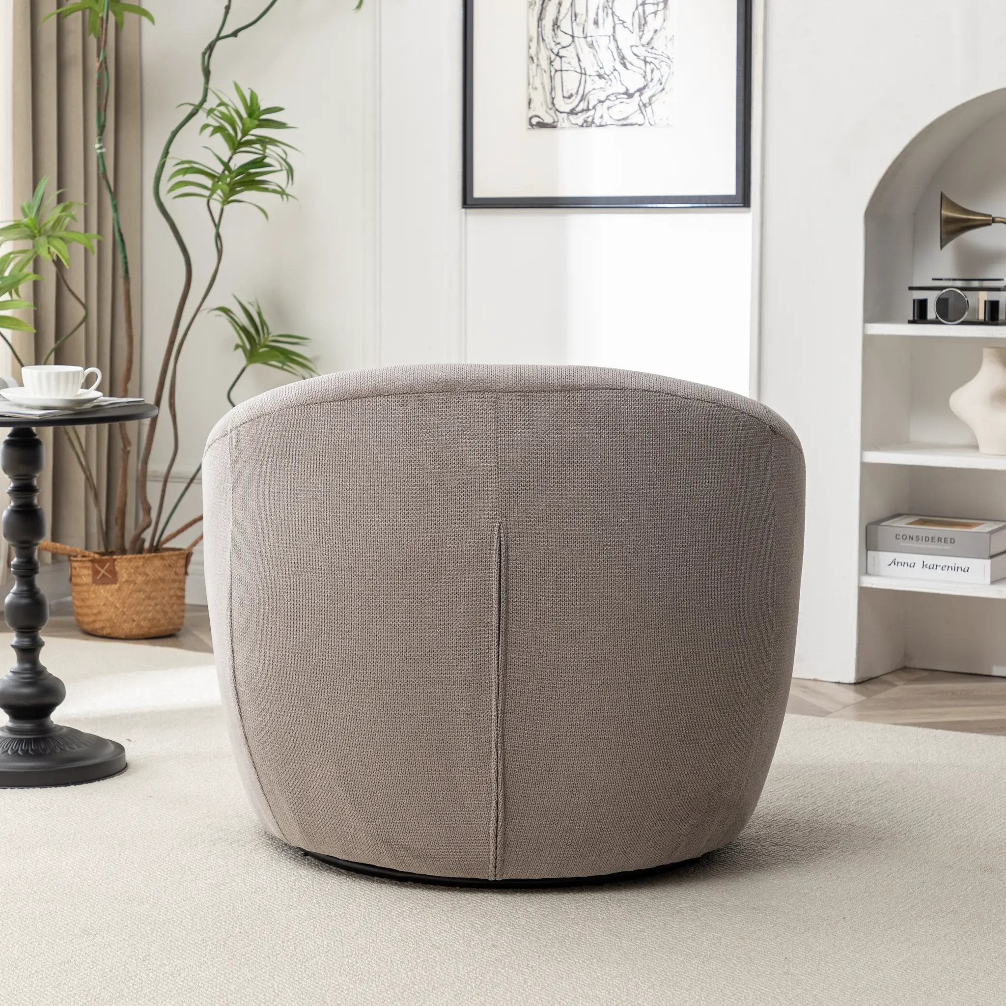 Winnie Modern Teddy Fabric Barrel Chair - 360° Swivel by HouseOfZazla