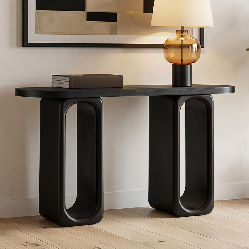 Art Sculptural Console Table With Oval Cutout Legs - Black by HouseOfZazla