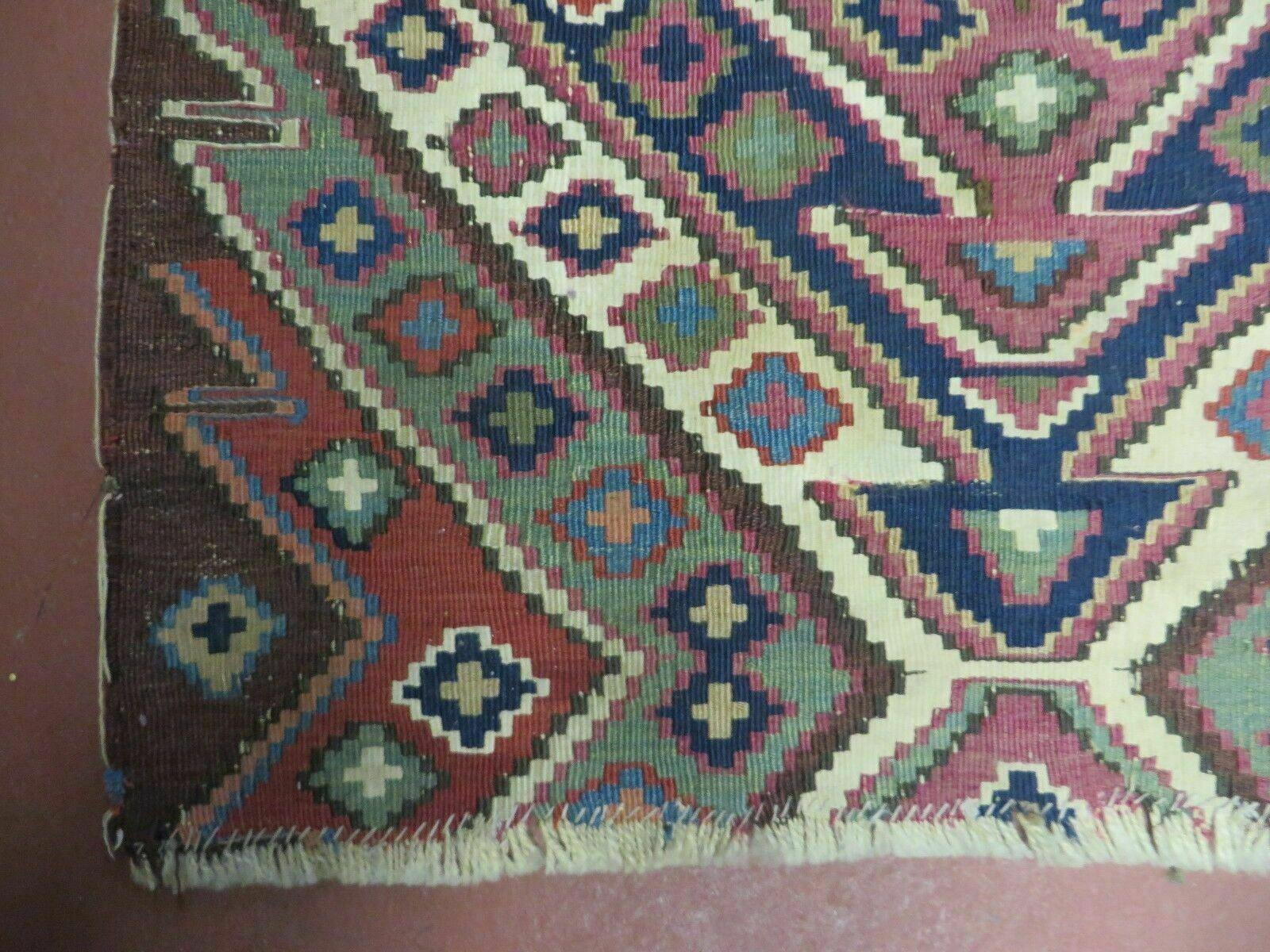 2' 1" X 4' 4" Antique Handmade Bagface Kilim Shirvan Caucasian Wool Rug Nice by Jewel Rugs