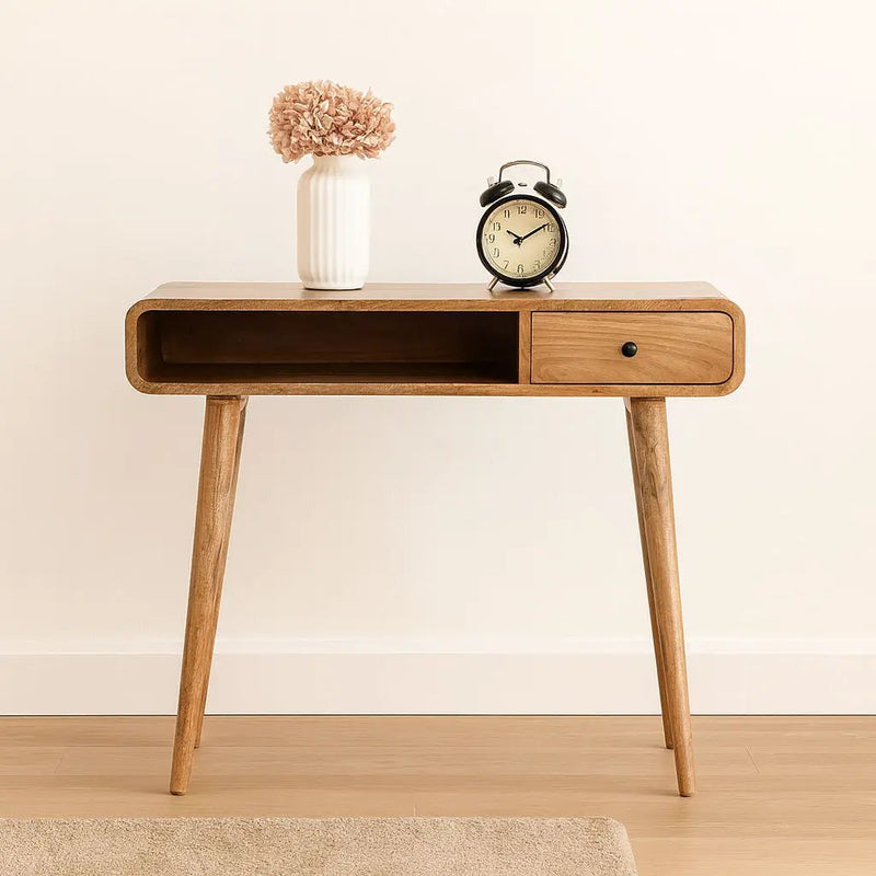 Curved Writing Desk - Oak by HouseOfZazla