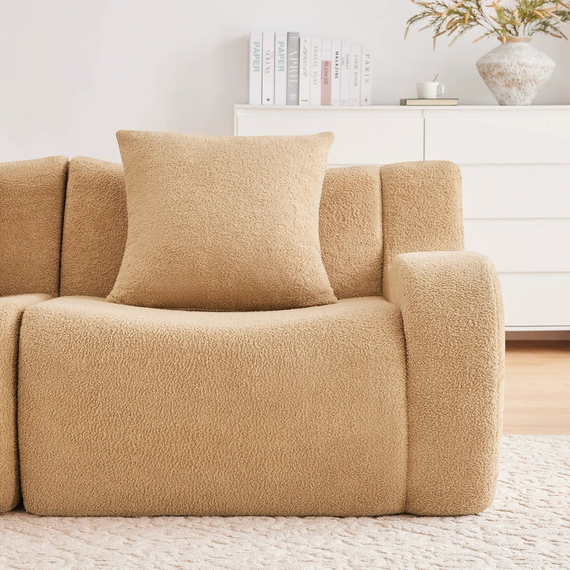 Armless Sofa With Pillow Teddy Fabric - Camel by HouseOfZazla