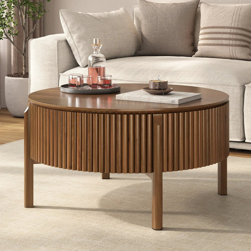 Round Lift Top Coffee Table with Hidden Storage by HouseOfZazla