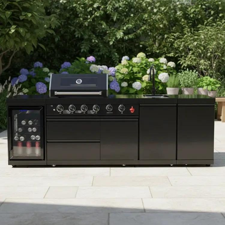 4-Burner Deluxe Stainless Steel Propane Gas Outdoor Kitchen Barbecue Island Grill by HouseOfZazla