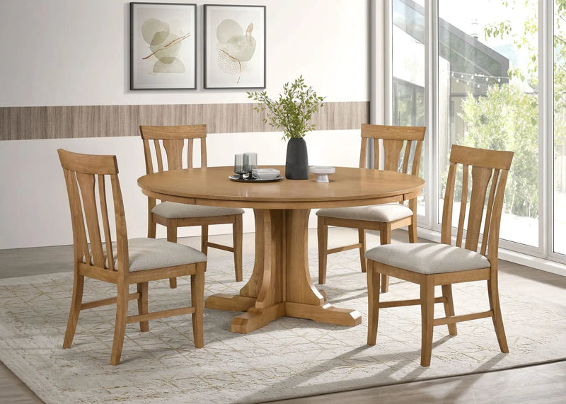 Hartville 5-piece Round Dining Table Set Natural Light Brown by Unique Piece Furniture