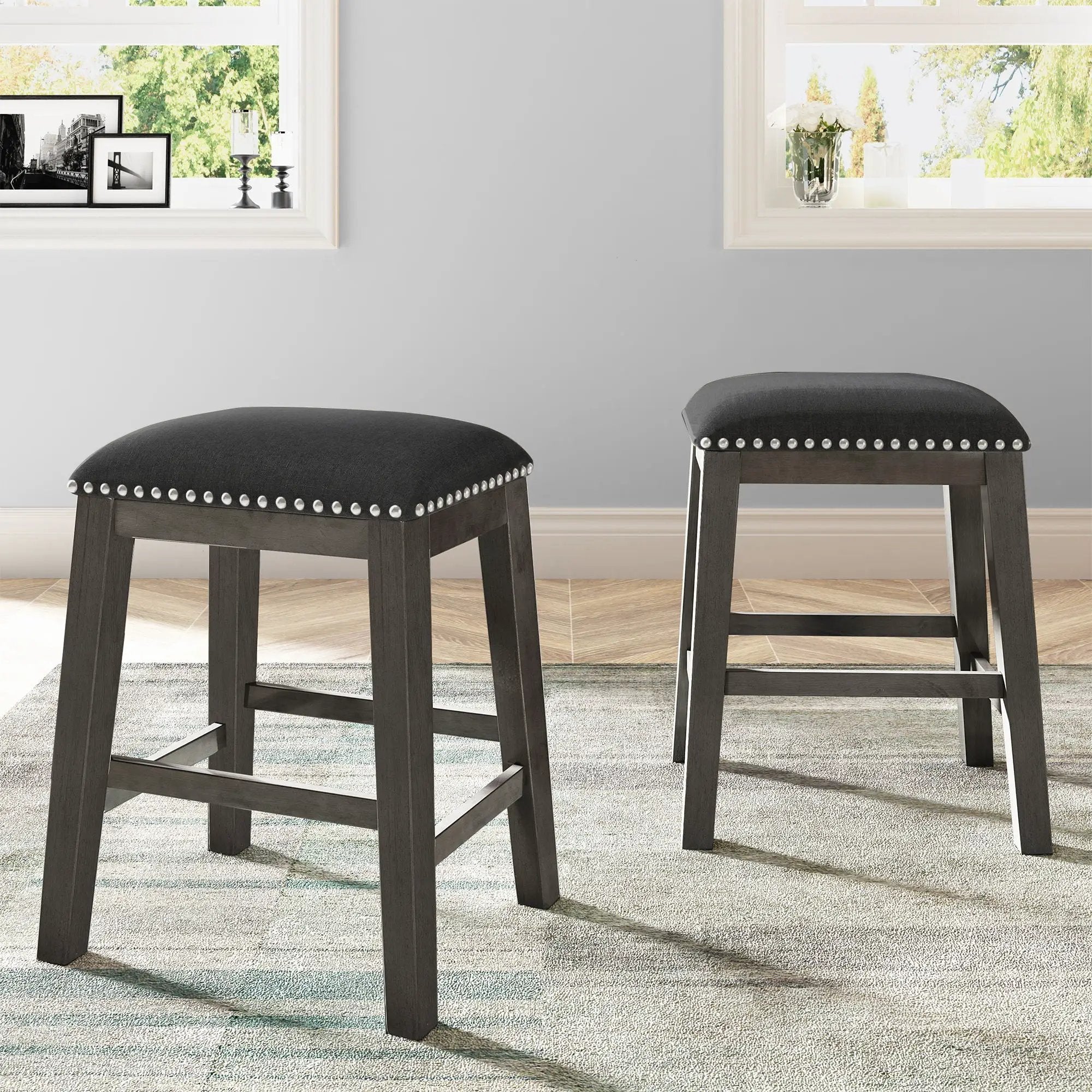 5 Pieces Counter Height Rustic Farmhouse Dining Room Wooden Bar Table Set With 2 Stools And 2 Chairs by HouseOfZazla