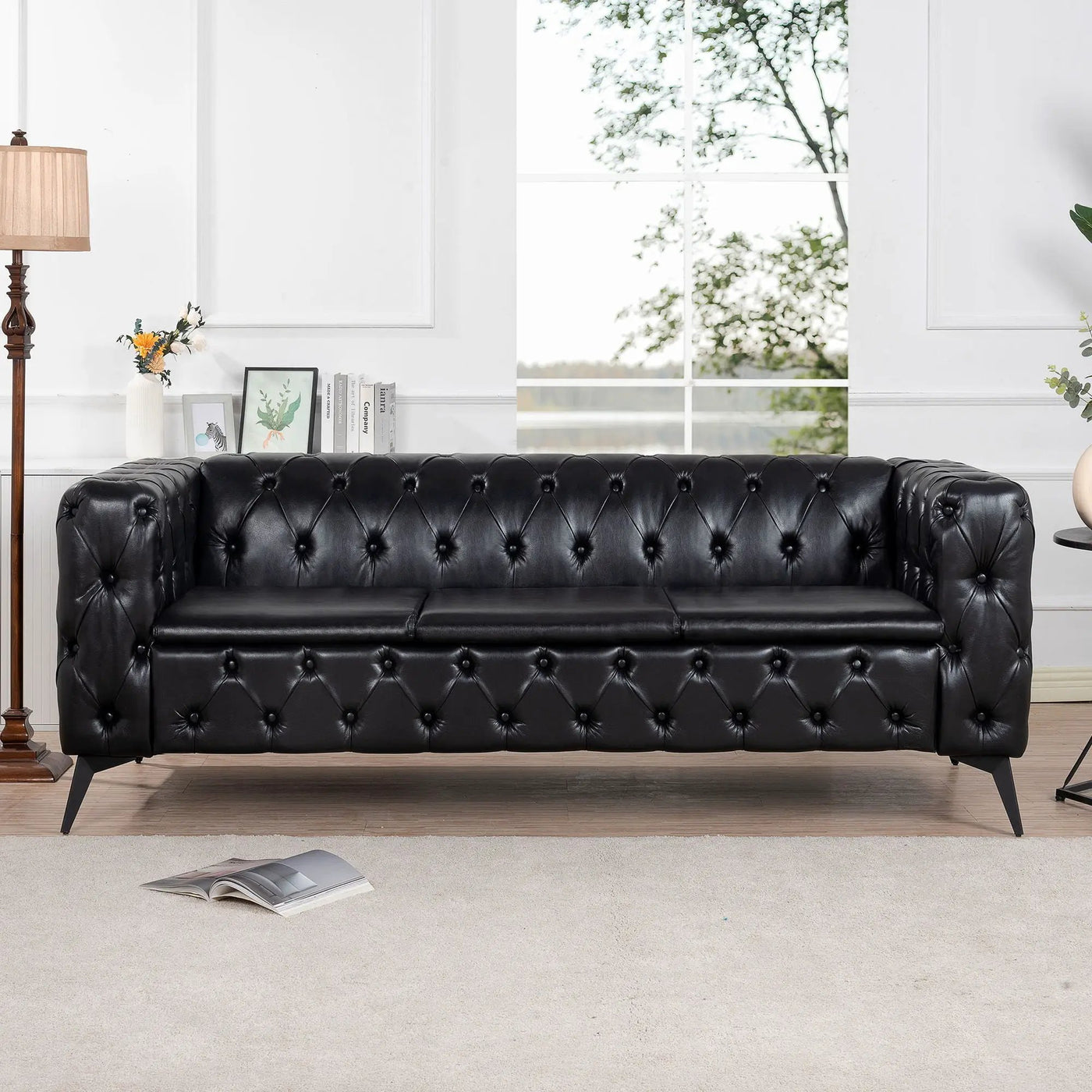 Square Arm Removable Cushion 3 Seater Sofa by HouseOfZazla