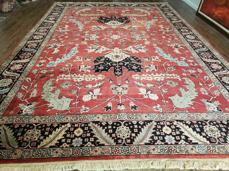 10' X 14' Vintage Hand Made Turkish Wool Rug Carpet Red Black Hand Knotted Nice by Jewel Rugs