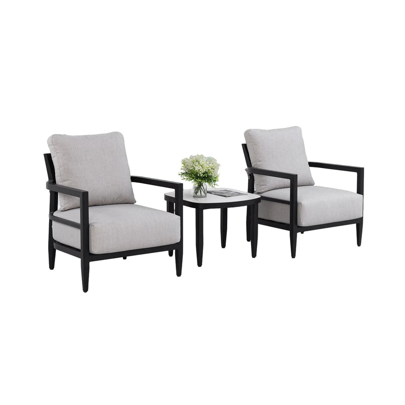 Outdoor Patio Furniture Chat Set with Sunbrella Cushions and Side Table by HouseOfZazla