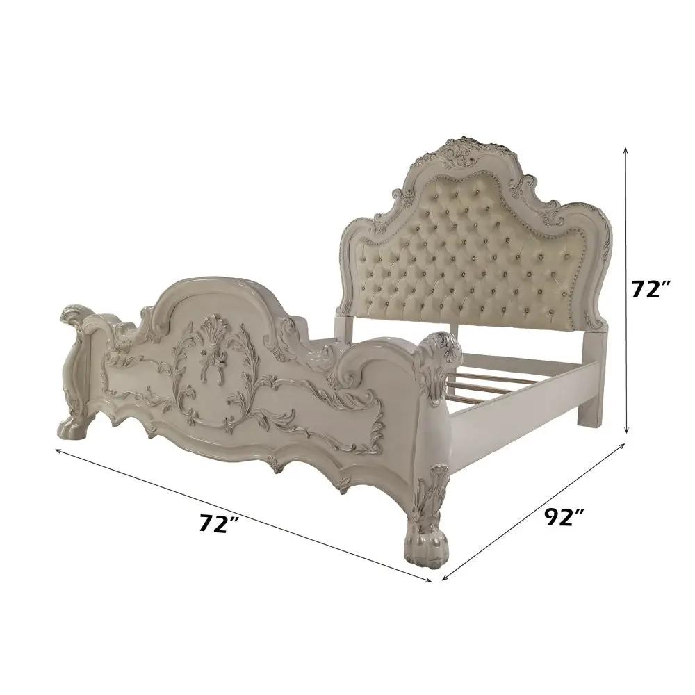Dresden - Queen Bed - Synthetic Leather & Bone White by Unique Piece Furniture