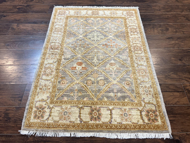 Pakistani Peshawar Rug 3.6 x 5, Safavieh Wool Handmade Hand Knotted Vintage Rug, Panel Design Oriental Carpet, Pair C by Jewel Rugs
