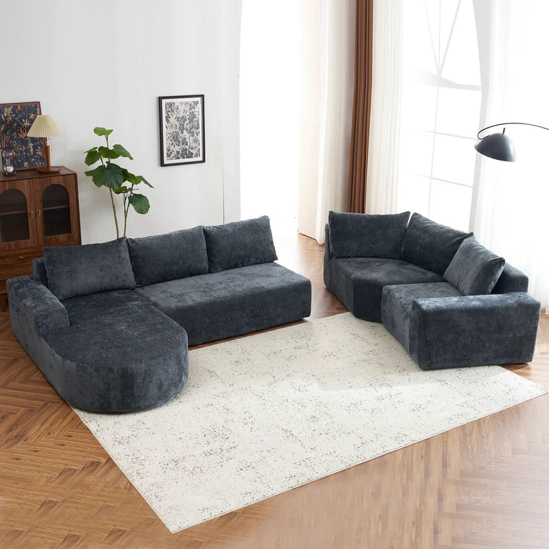 U-Shaped Oversized Modular Cloud Sectional Sofa With Deep Seat For Living Room by HouseOfZazla