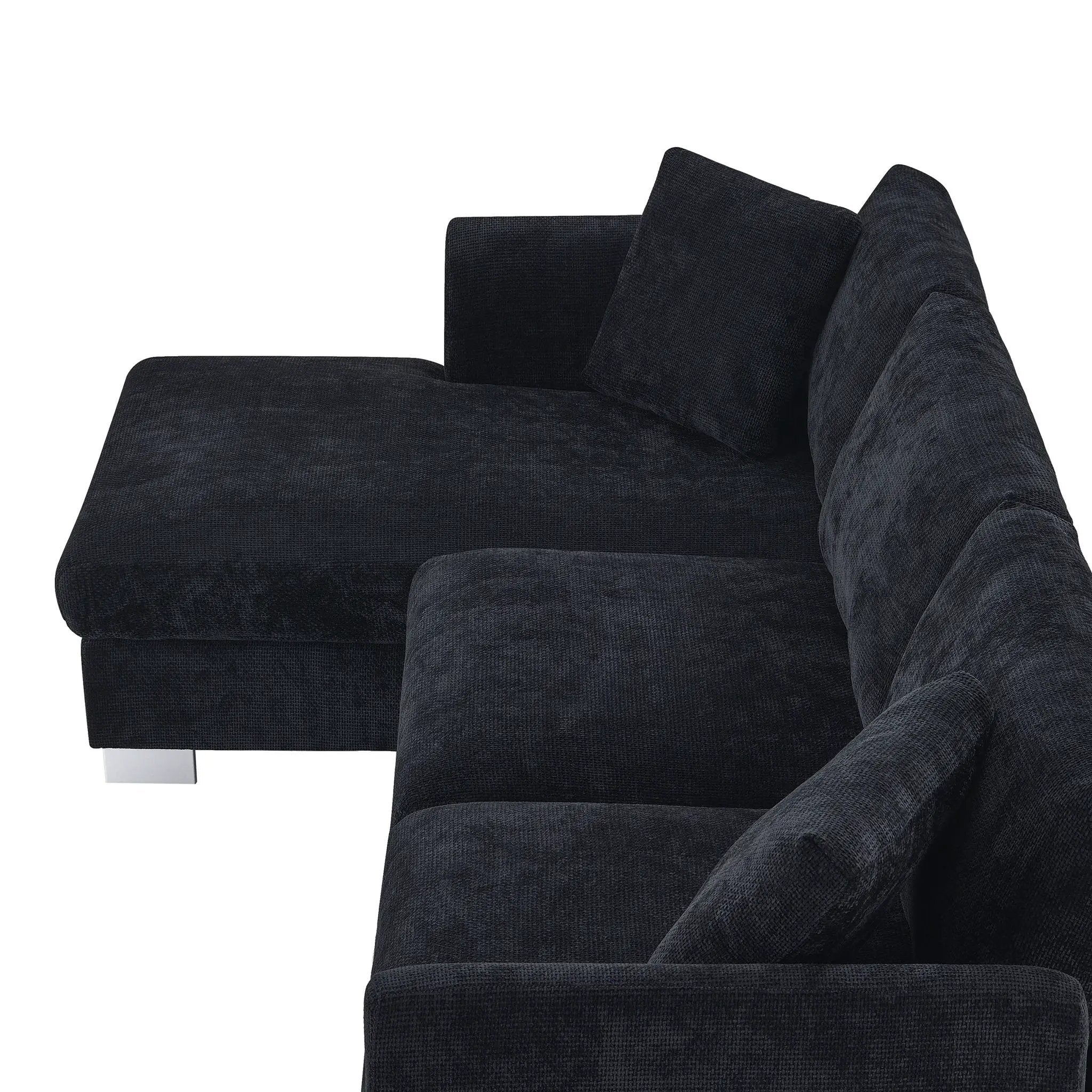 Modern Cloud Sectional Sofa L Shaped Luxury Couch Set With 2 Free Pillows 4 Seat With Oversized Chaise by HouseOfZazla