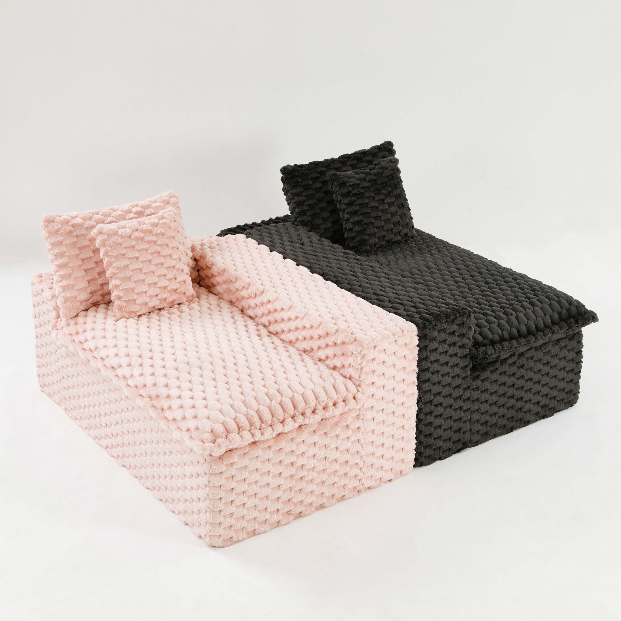 Multifunctional Sofa Pink Black, Fits 4 People by HouseOfZazla