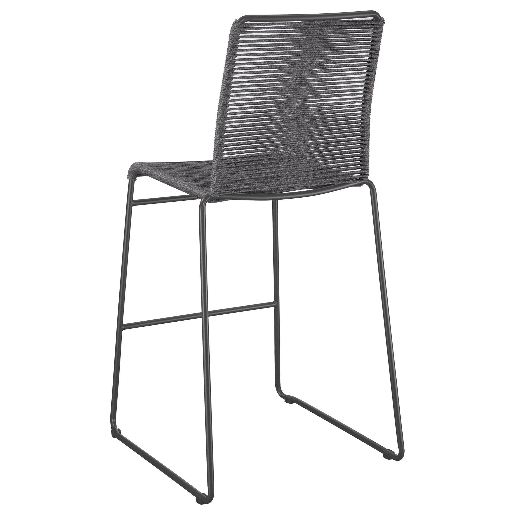 Jerome Woven Rope Metal Bar Chair Charcoal (Set of 2) by Unique Piece Furniture