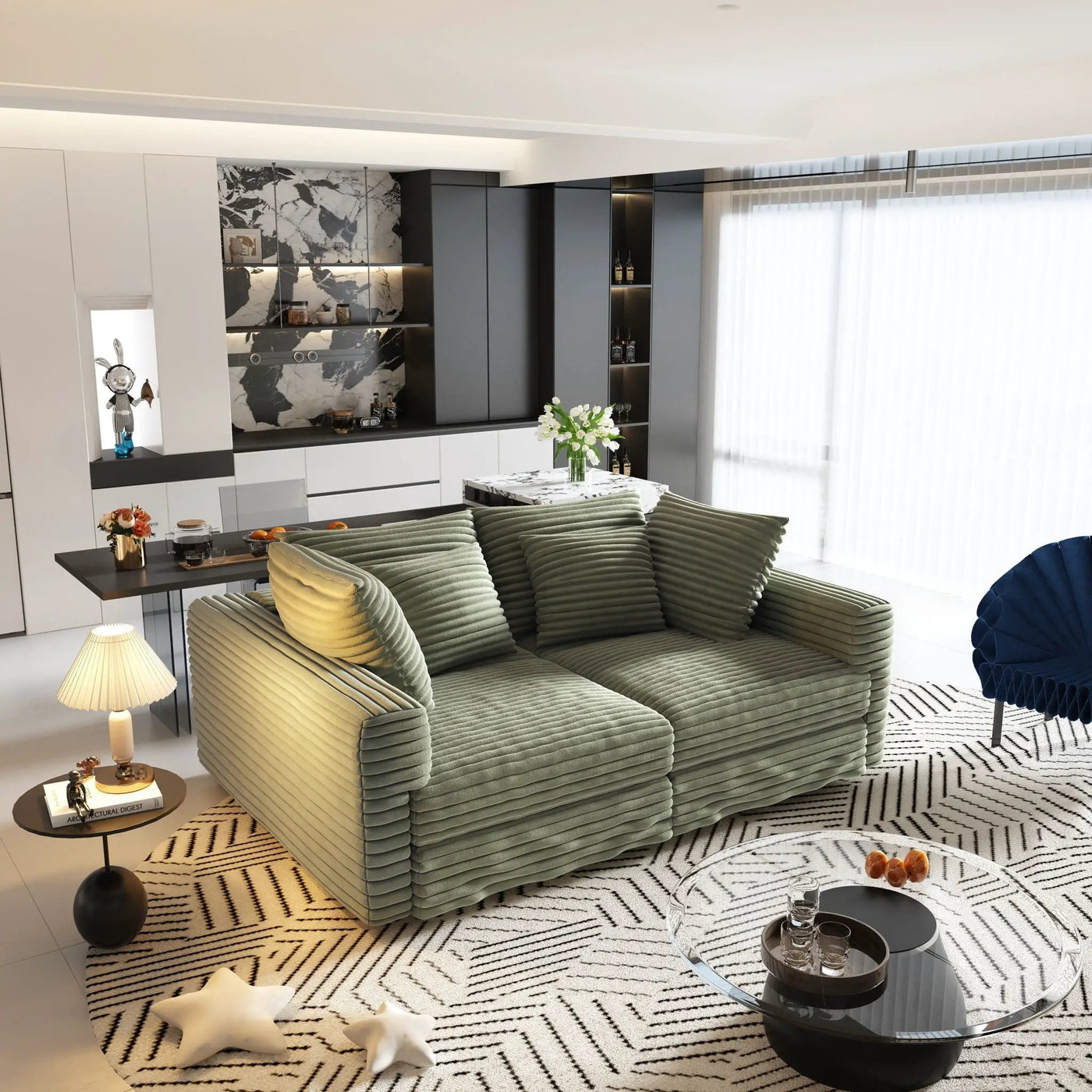 4 Seat Modern Comfy Upholstered Sofa Cloud Couch by HouseOfZazla