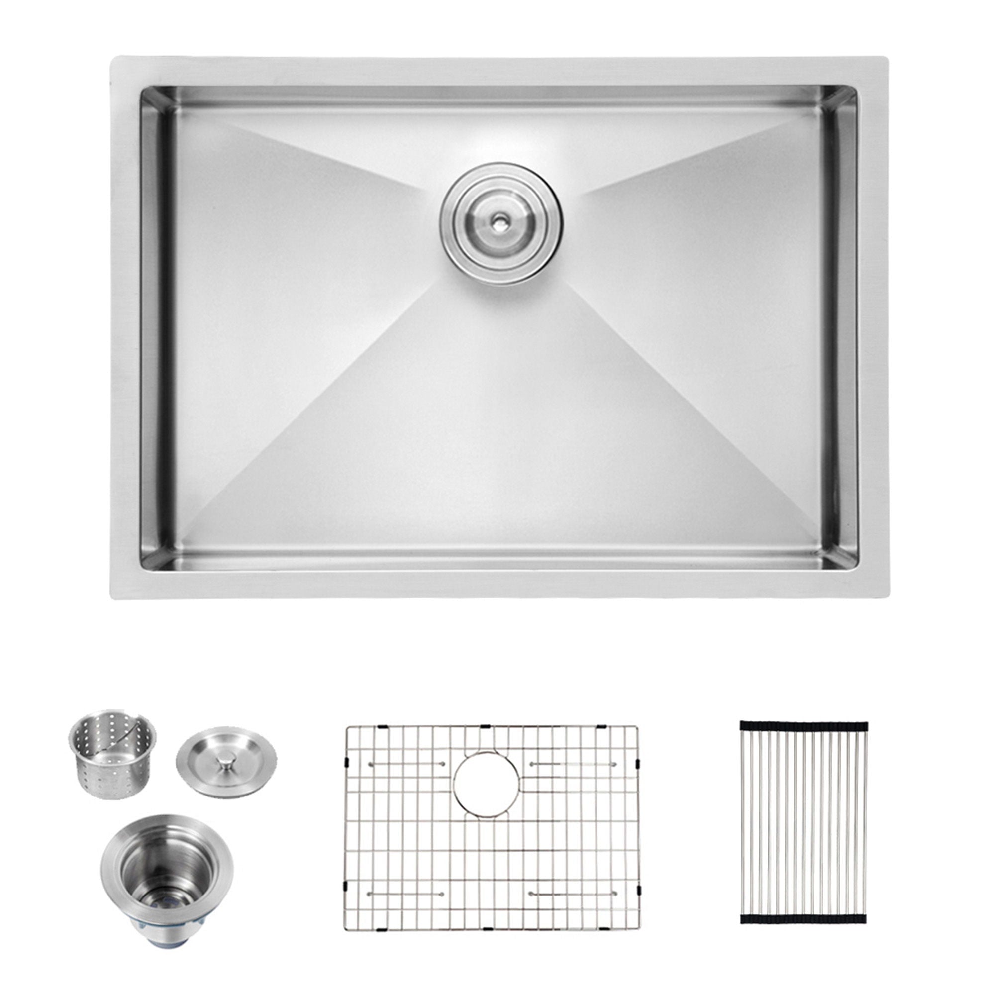 Modern Undermount Stainless Steel Kitchen Sink 16 Gauge, Deep Single Bowl by HouseOfZazla
