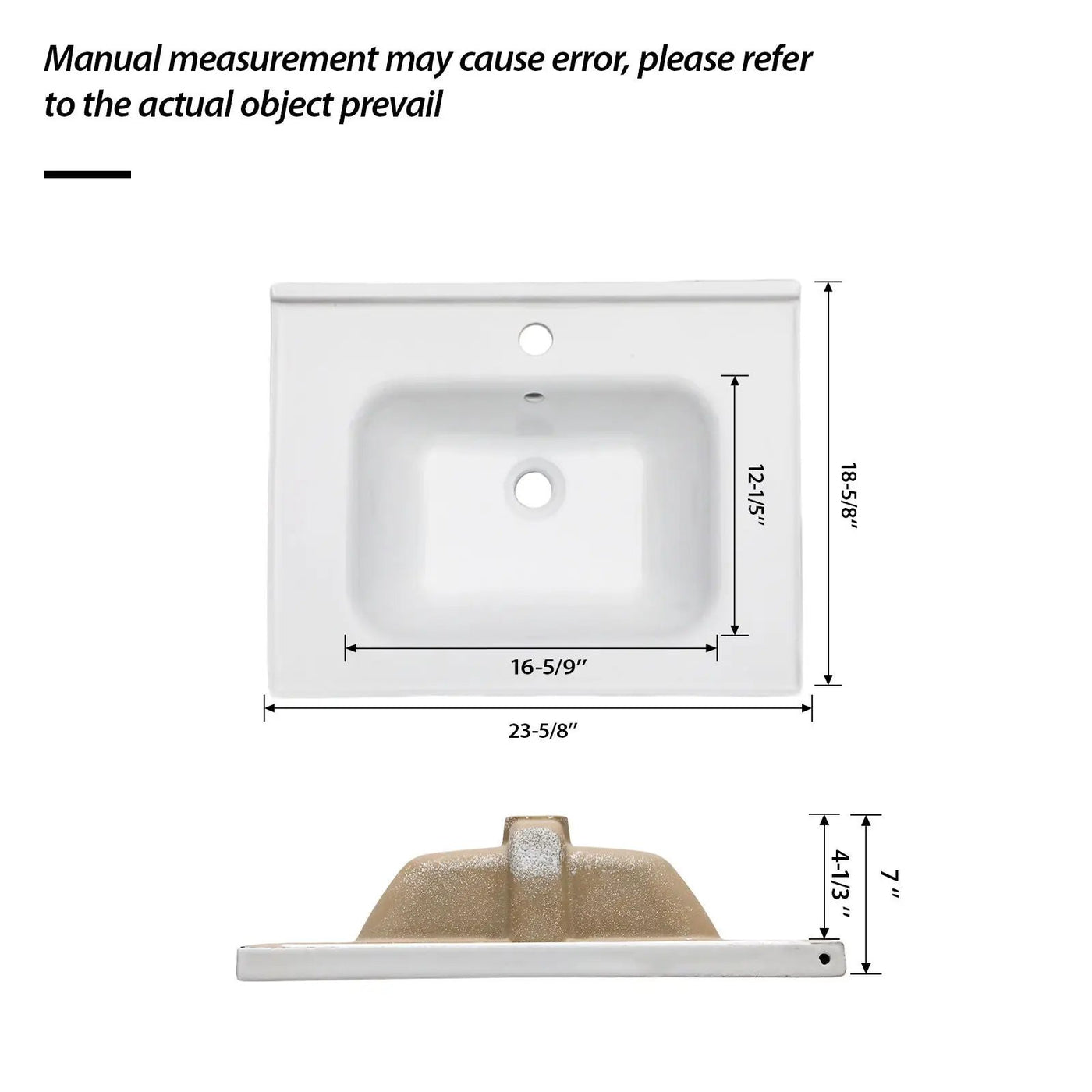 Rectangular Single Vanity Top With 1 Faucet Hole And Overflow Ceramic by HouseOfZazla