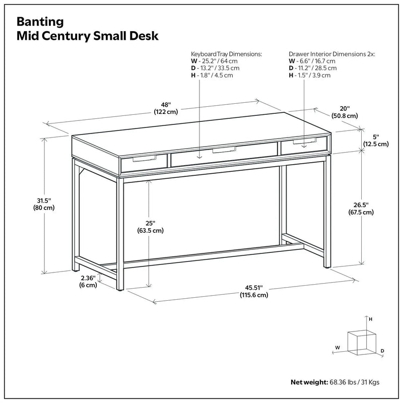 Banting - Small Desk - Walnut Brown by HouseOfZazla