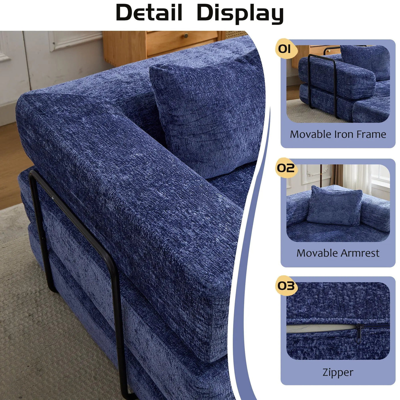 Convertible Floor Sofa Bed, Boneless Modular Sectional Sofa For Living Room by Unique Piece Furniture