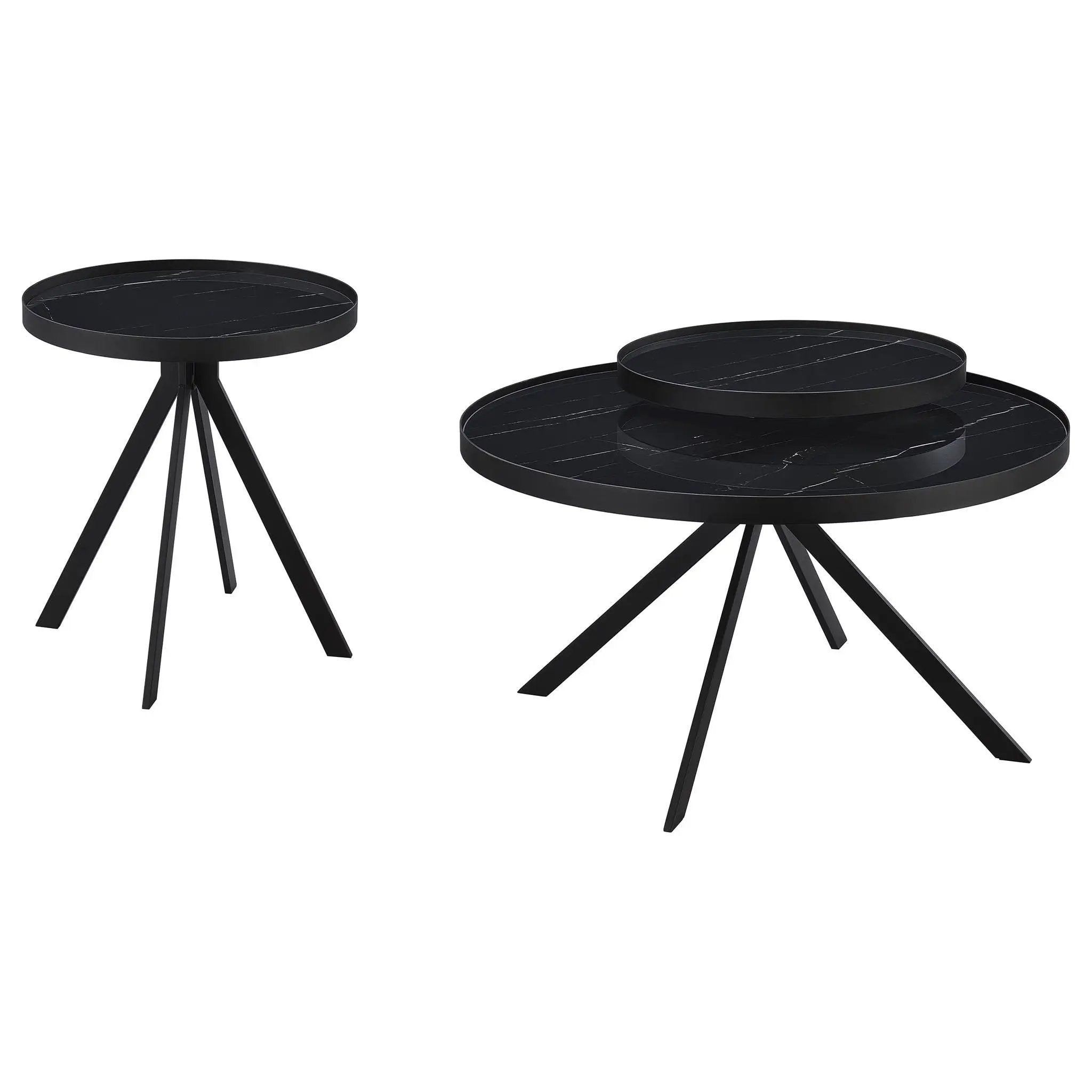 Briggs 2-piece Round Coffee and End Table Set Black by Unique Piece Furniture