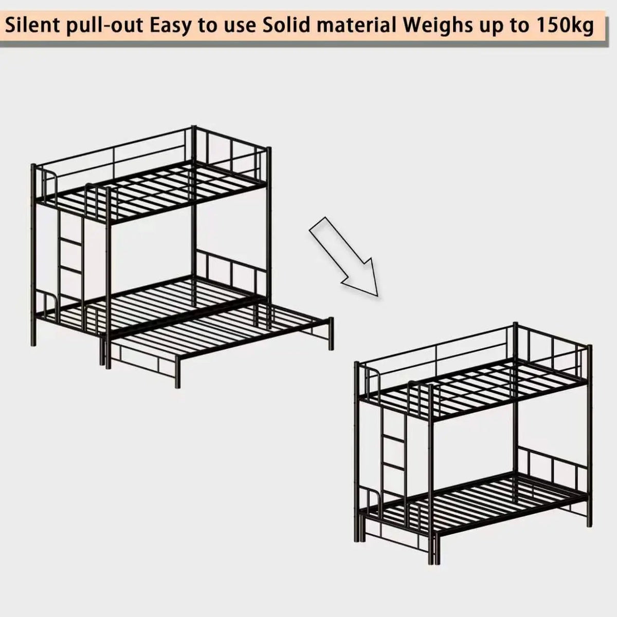 Twin Size Metal Pull-Out Bunk Bed by HouseOfZazla
