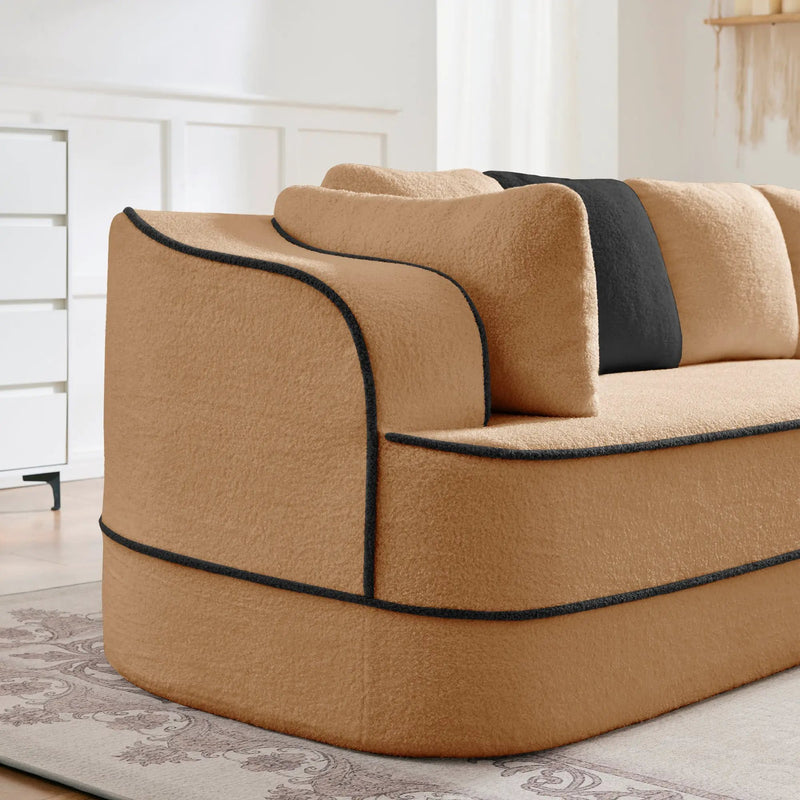 Elysees Left Chaise Sofa With Pillows Teddy Fabric - Camel by HouseOfZazla
