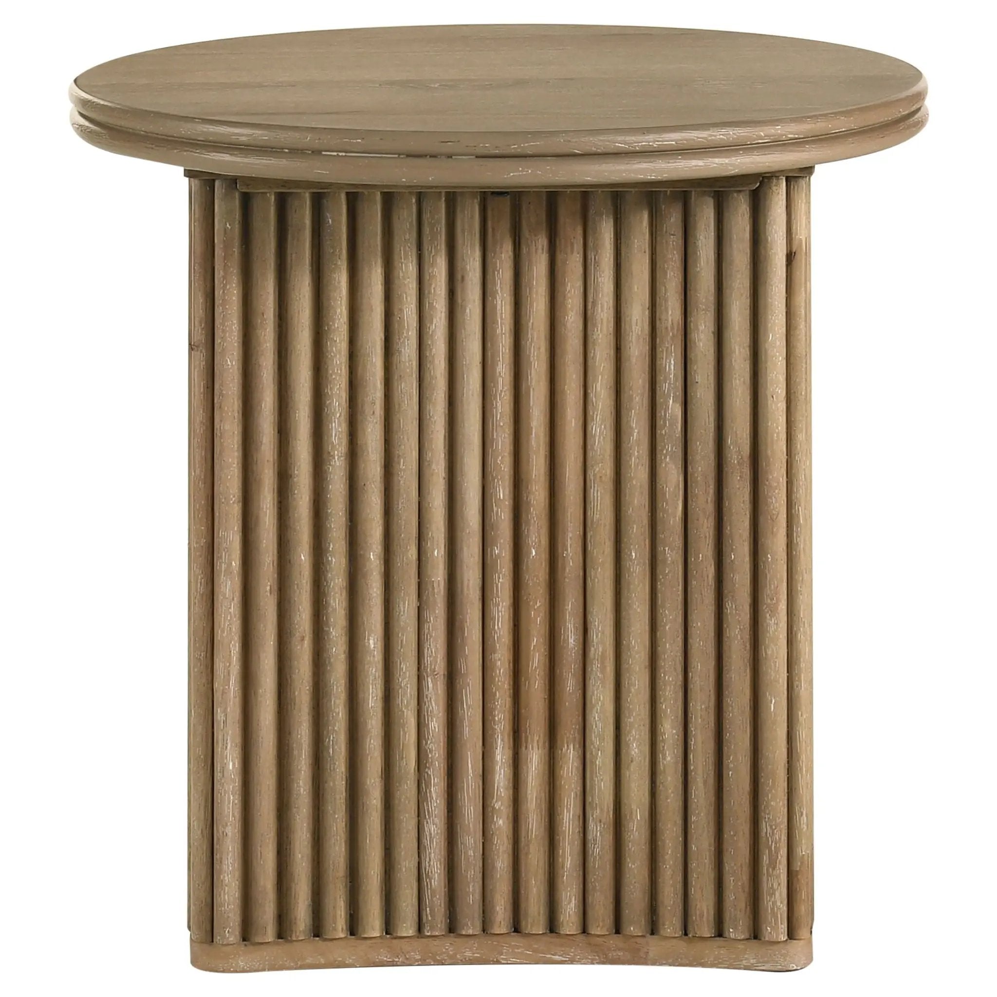 Adina 2-piece Round Coffee Table Set Distressed Light Brown by Unique Piece Furniture