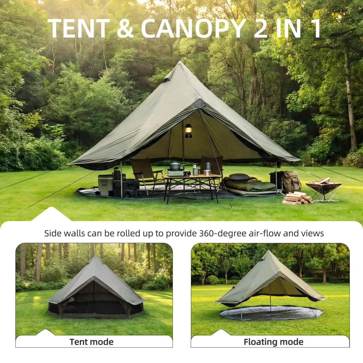 Large 16FT 10-Person All-Season Waterproof Bell Tent With Stove Jack (SAK31584) by SAKSBY WHOLESALE