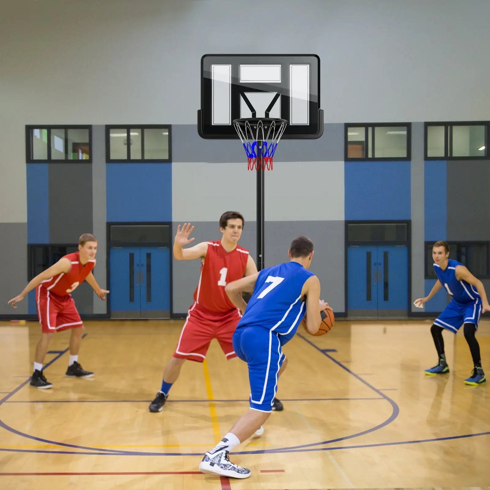 Portable Basketball Hoop with 9-Position Adjustable Height by DirectDeals