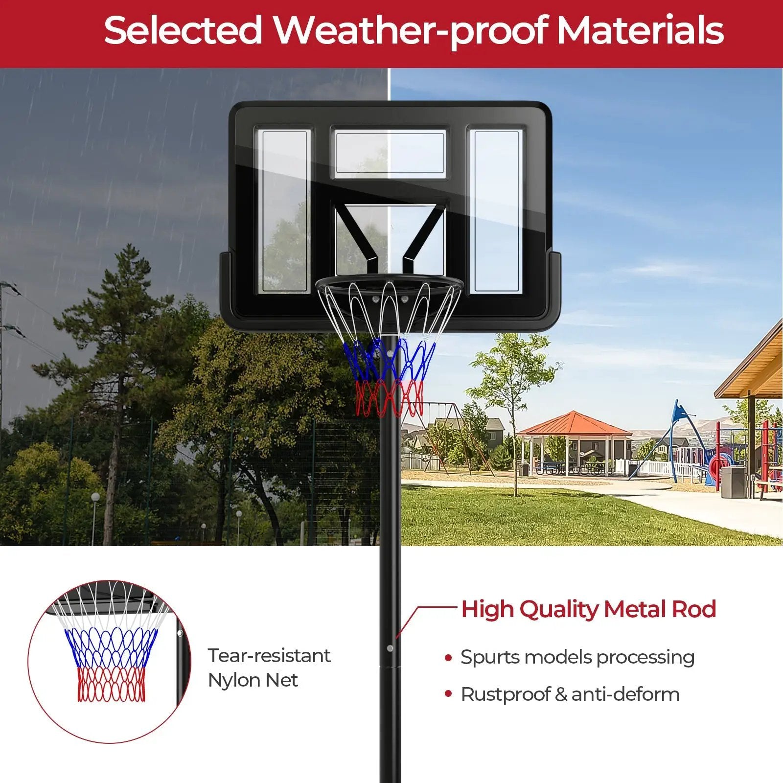 Portable Basketball Hoop with 9-Position Adjustable Height by DirectDeals
