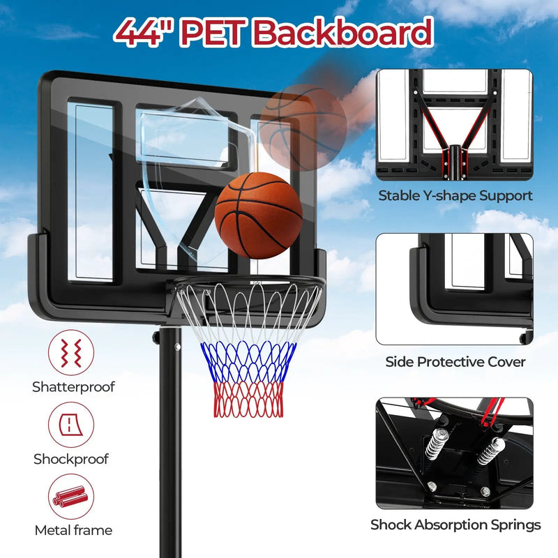 Portable Basketball Hoop with 9-Position Adjustable Height by DirectDeals