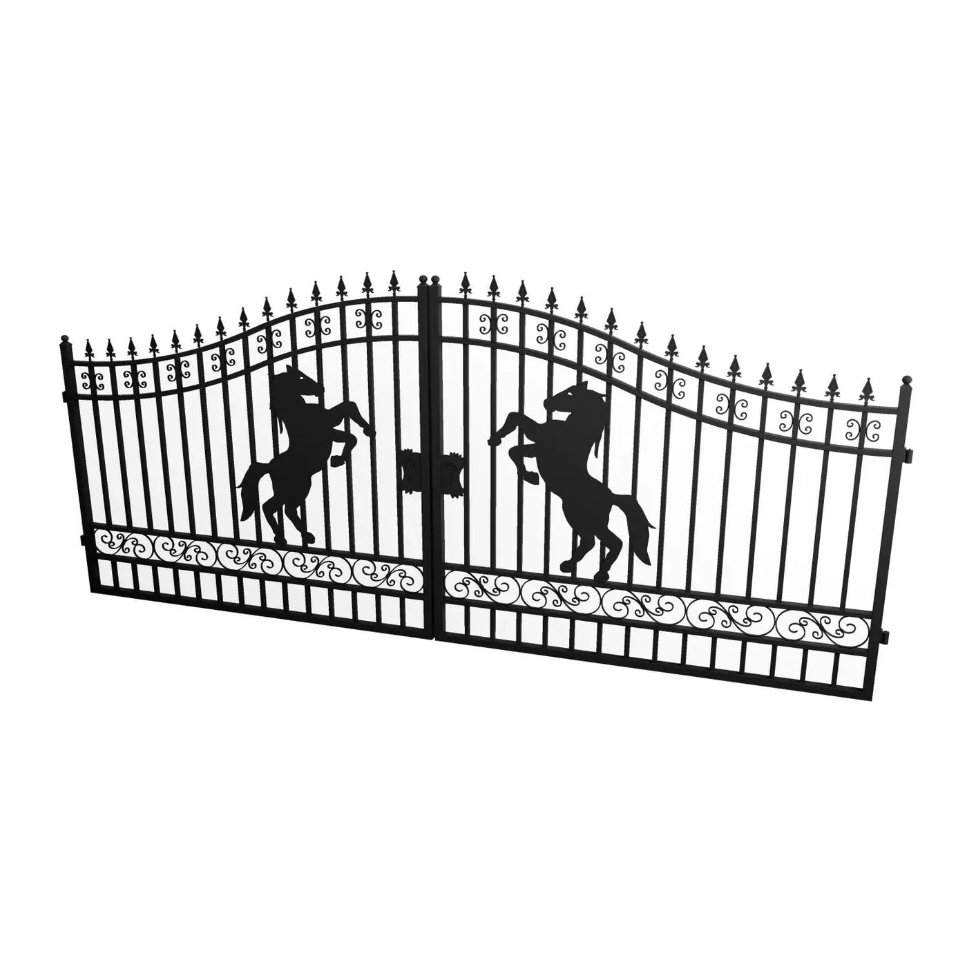 16x7 ft Steel Dual Swing Driveway Gate with Horse Pattern by Chery Industrial