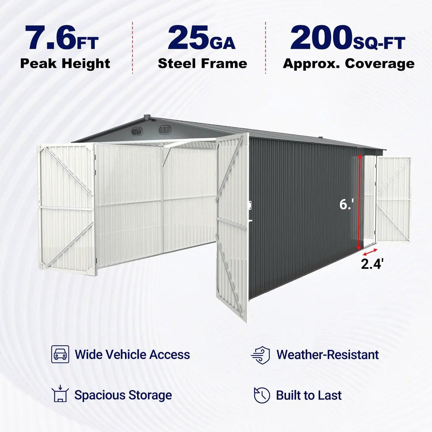 10'x20' Metal Shed with Double Front Doors & Side Entry Door by Chery Industrial