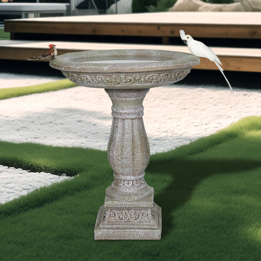 Concrete Antique Bird Bath Ornate Pedestal 23 Inch, photo 2 of 7