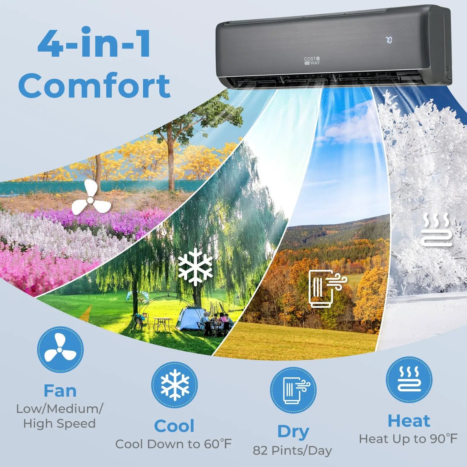 GreyVolt Series Energy Star Certified 18000 BTU 21 SEER2 208-230V Mini Split Air Conditioner and Heater Gray by DirectDeals