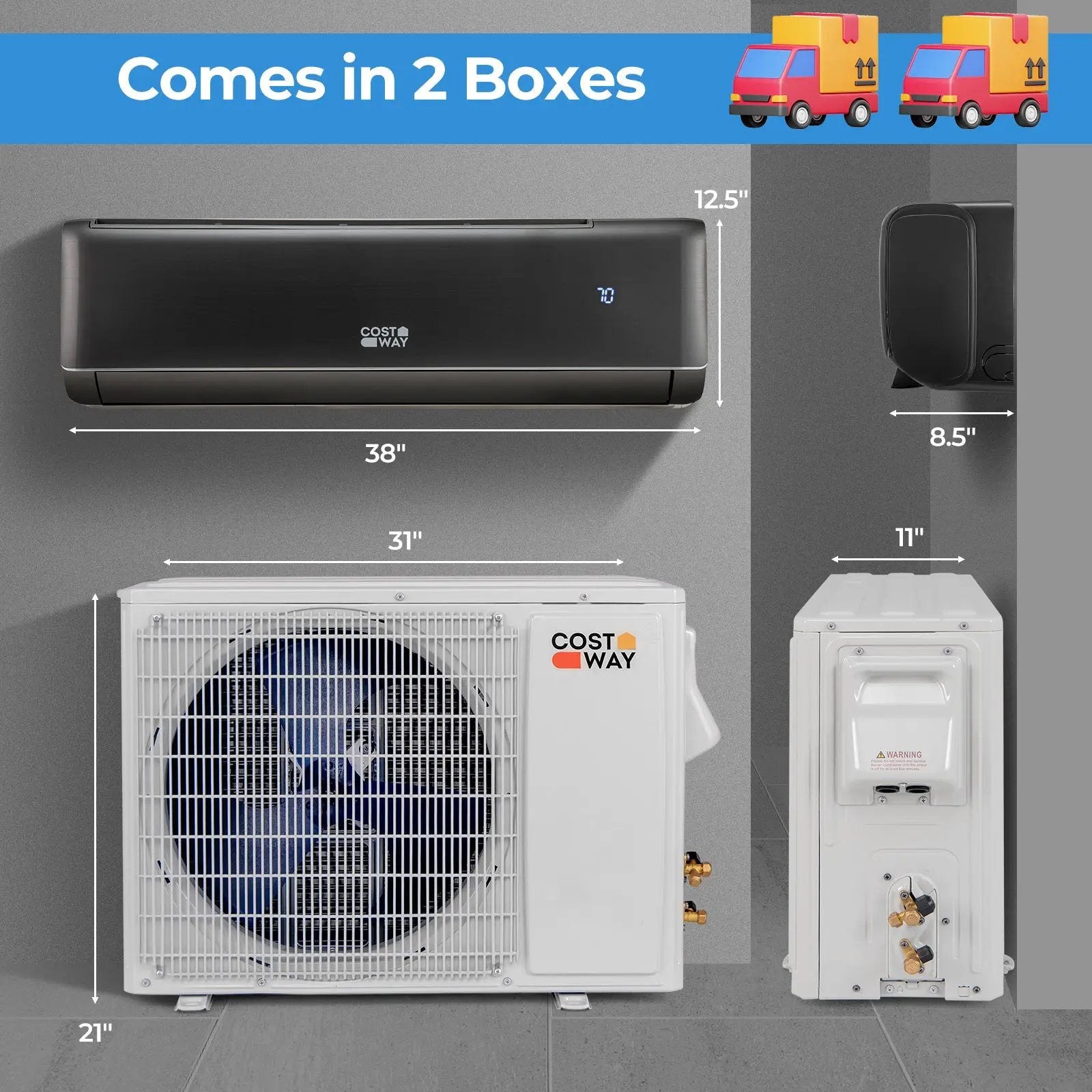 GreyVolt Series Energy Star Certified 18000 BTU 21 SEER2 208-230V Mini Split Air Conditioner and Heater Gray by DirectDeals