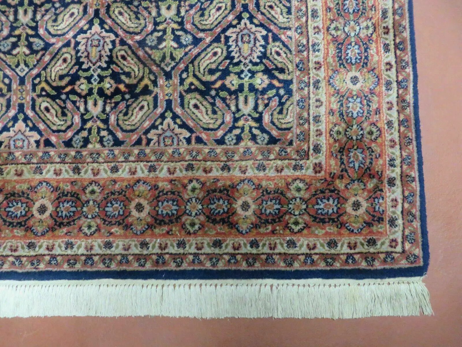 4' X 6' Vintage Fine Handmade India Floral Oriental Wool Rug Carpet Blue Red by Jewel Rugs