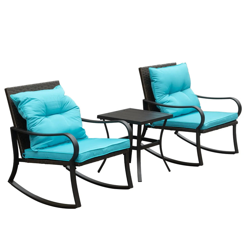 Metal 2-Person Outdoor Patio Rocking Seating Group with Cushions by HouseOfZazla