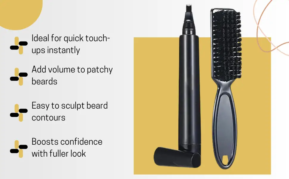 Beard Filler Pen and Beard Shaper for Men Beard Lineup Tool for Grooming Beard Guide Shape kit Black Waterproof Pen with Brush Barber Styling Pencil Beard Grooming Kit Barber Accessories by Selzalot