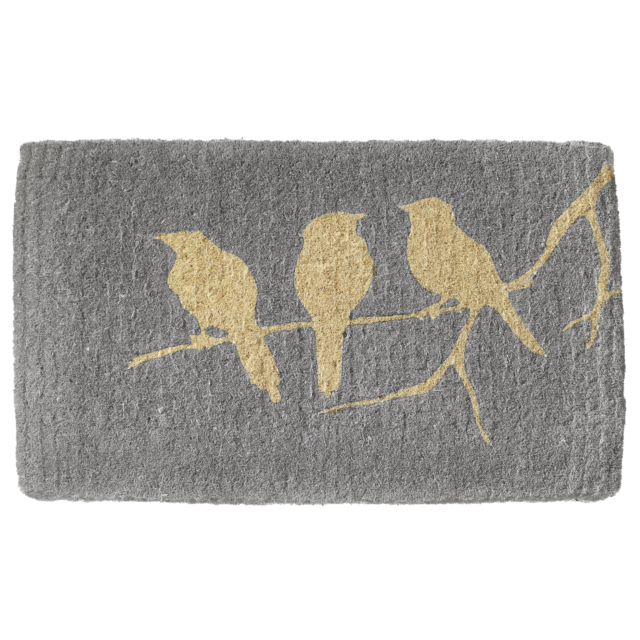 Birds On Branch - Gray Coir Doormat by Fab Habitat