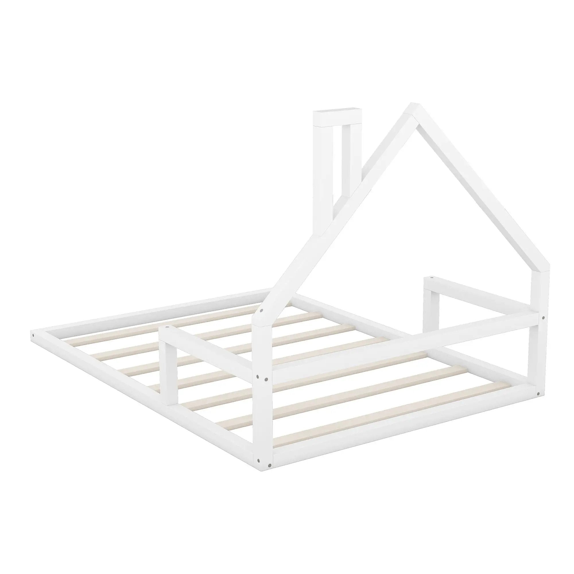 Elegant Floor Bed With House Shaped Headboard